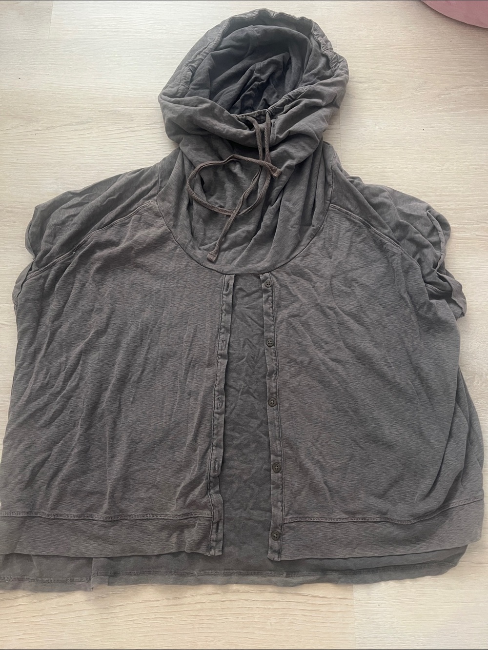 All Saints Women's Gray Hooded Button-Front Top. Oversized. Non smoking home